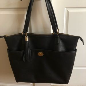 Tommy Hilfiger Black Leather Tote Bag